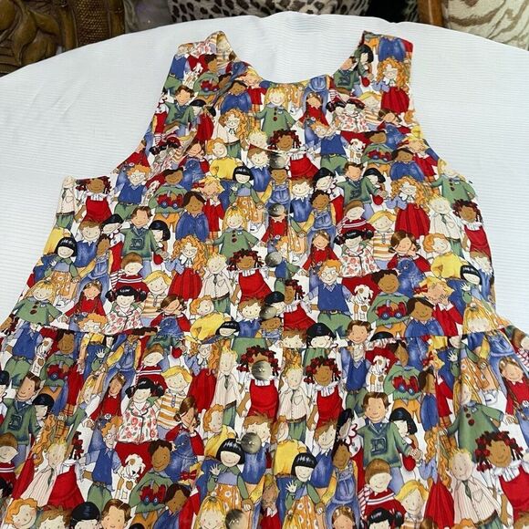 Kade Collection Vintage Women's Kids Holding Hand Print Dress Size Large - Picture 2 of 6